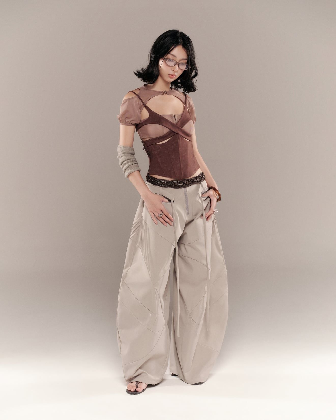 CHARMESH TOP (BROWN)