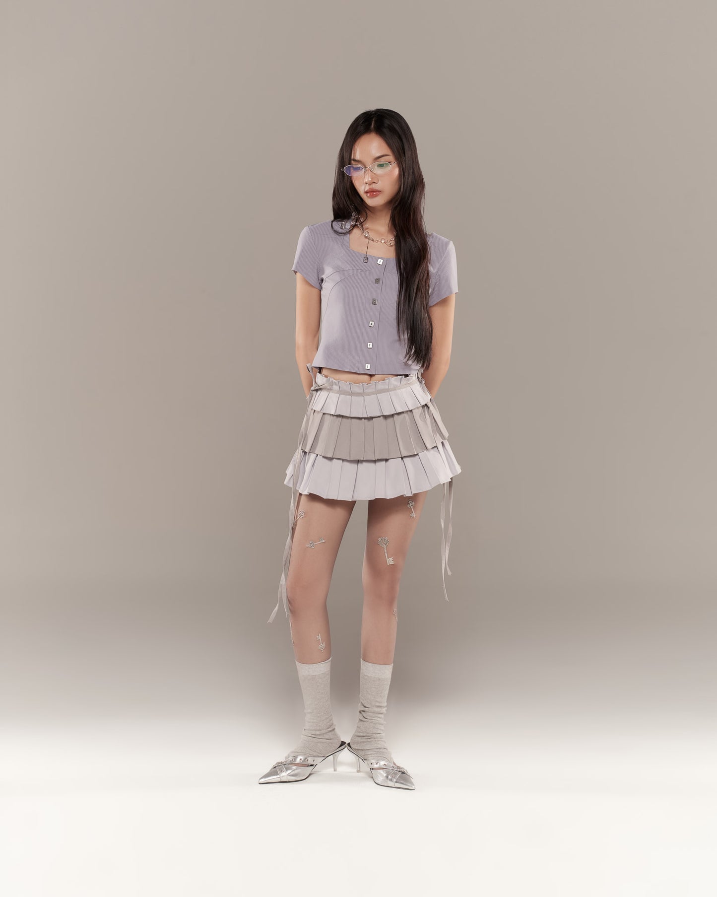 BIRDIE TOP (GREY STRIPES)