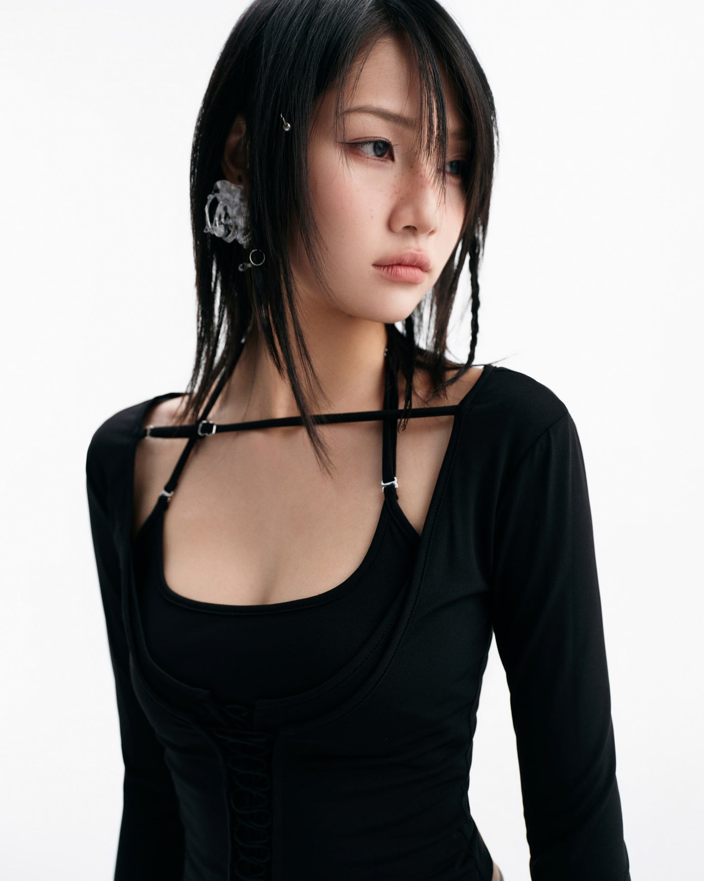 BISOU LONG SLEEVE TOP (BLACK)