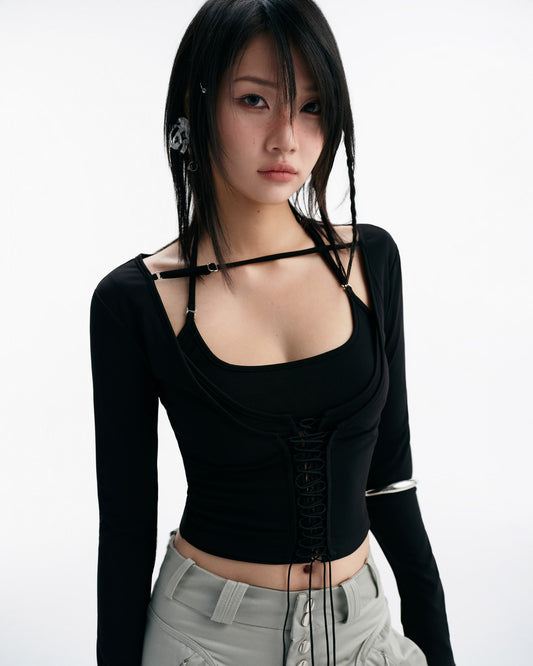 BISOU LONG SLEEVE TOP (BLACK)