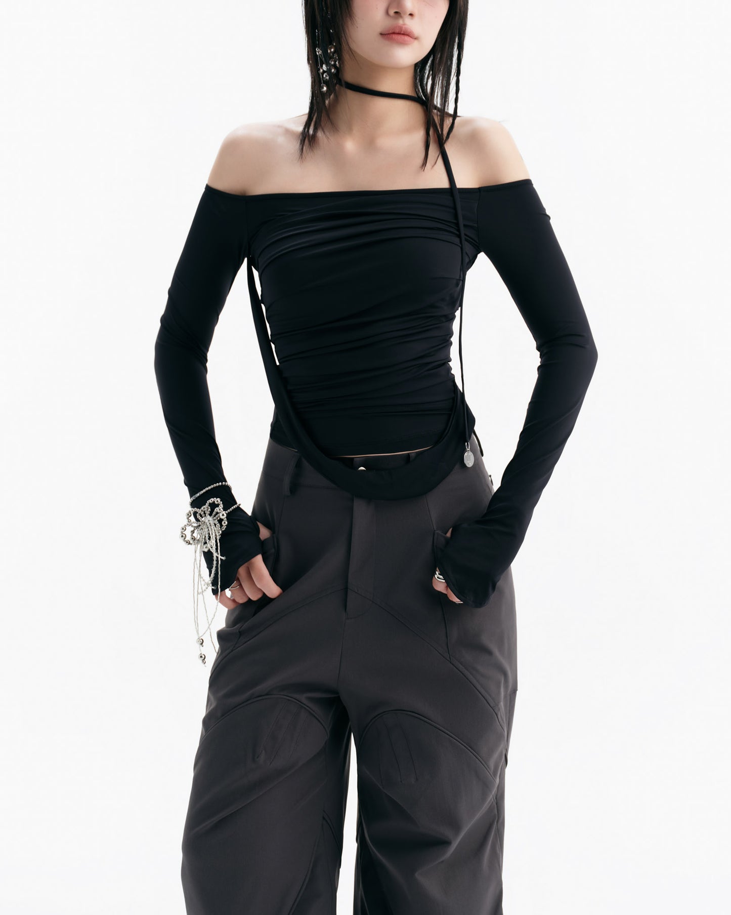 MELVIN LONG SLEEVE TOP (BLACK)