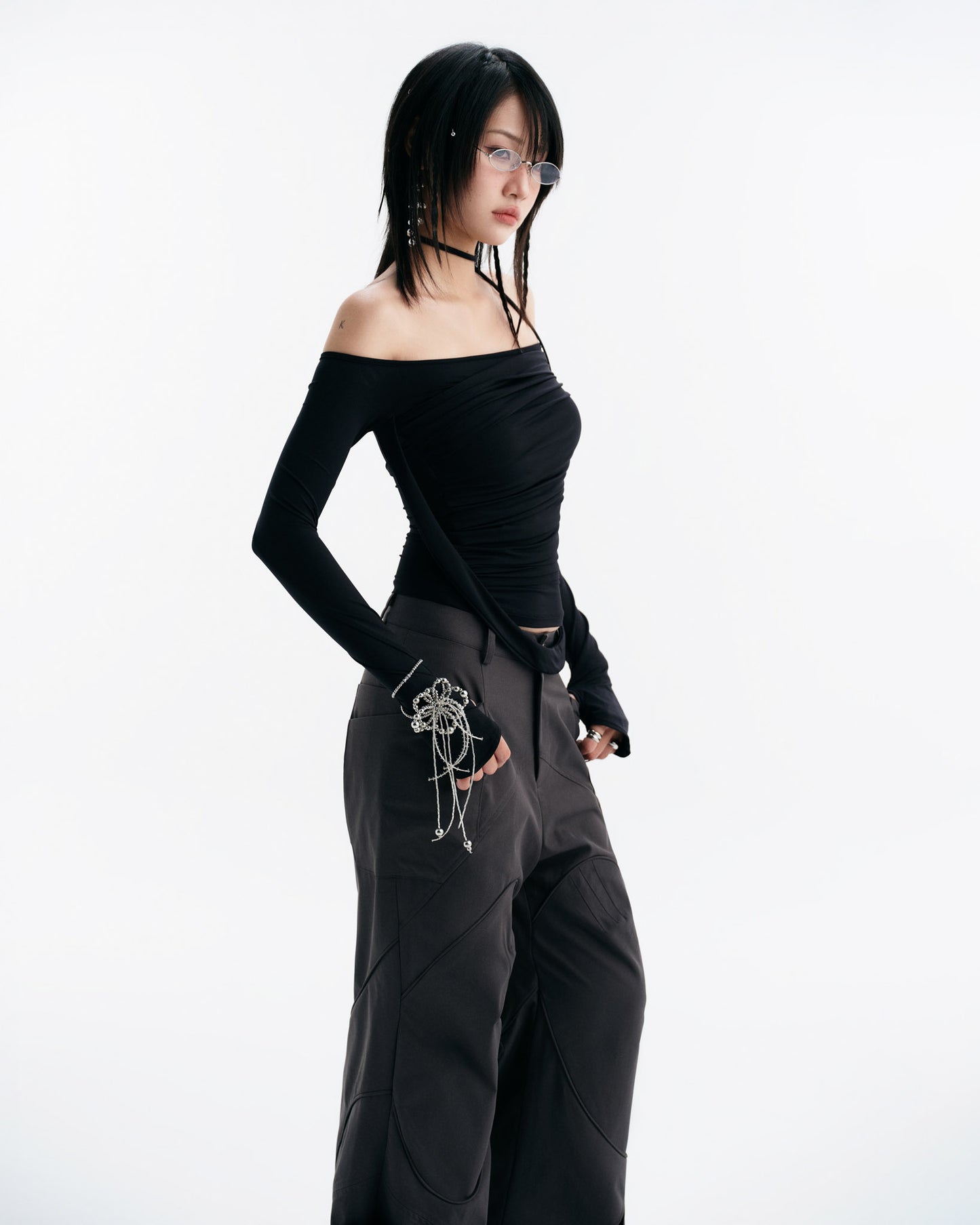 MELVIN LONG SLEEVE TOP (BLACK)