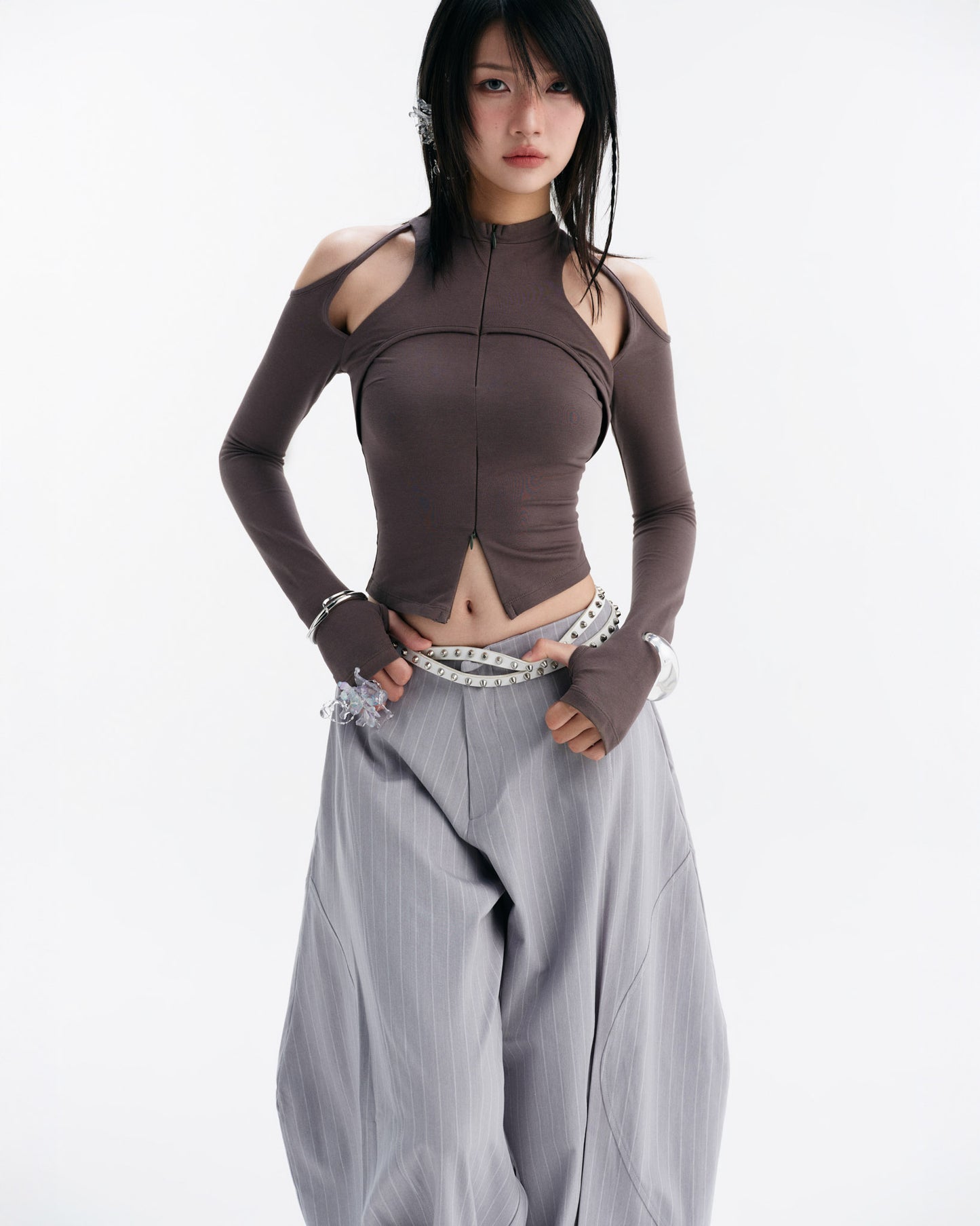 CASPIAN LONG SLEEVE TOP (GREY)