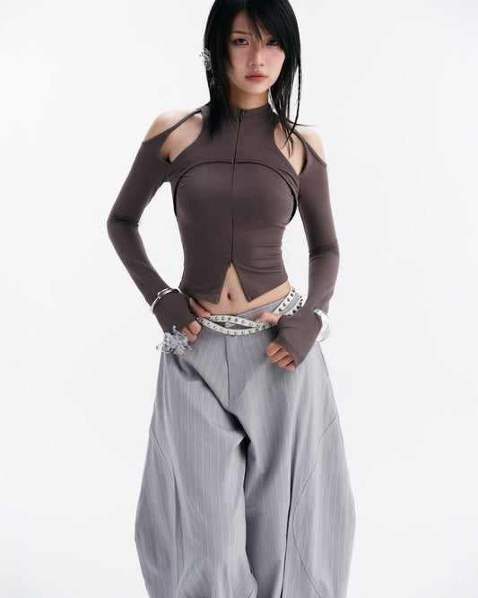 CASPIAN LONG SLEEVE TOP (GREY)