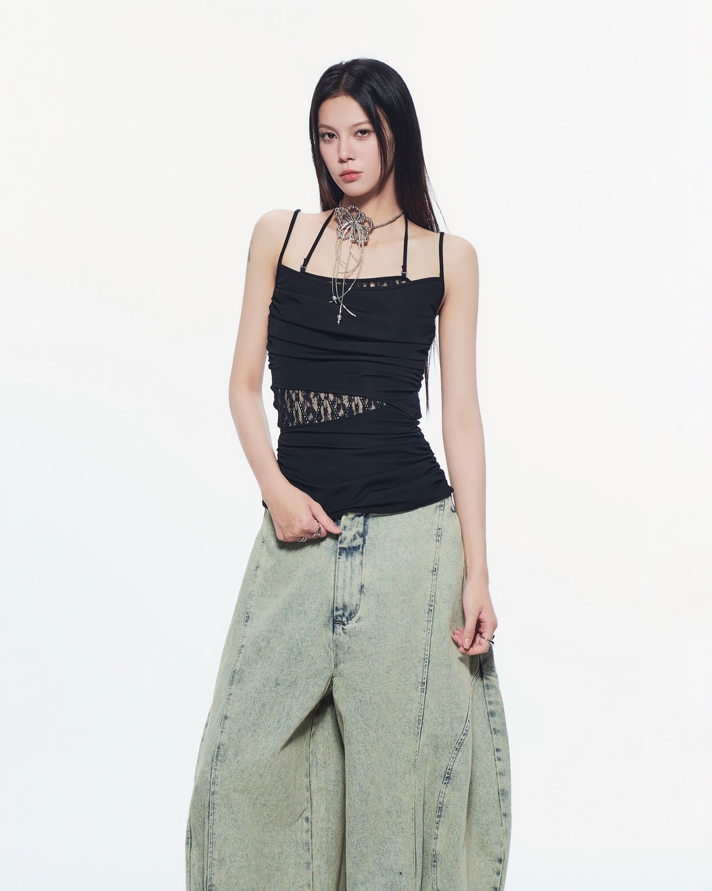 AYSEL LACE PANEL TOP (BLACK)