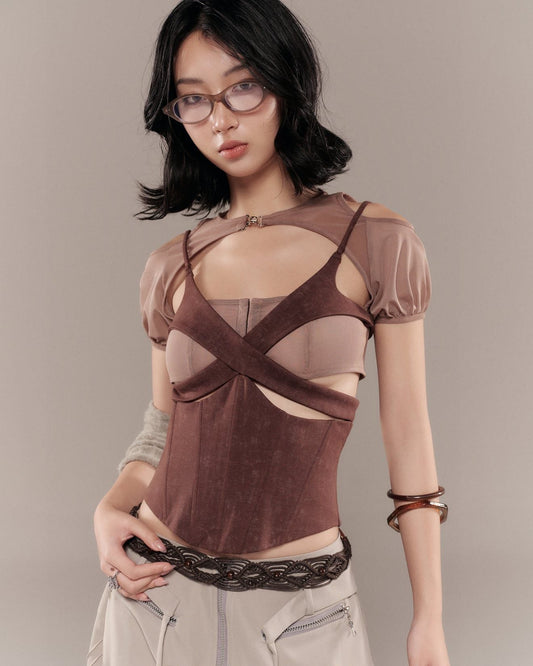 CHARMESH TOP (BROWN)